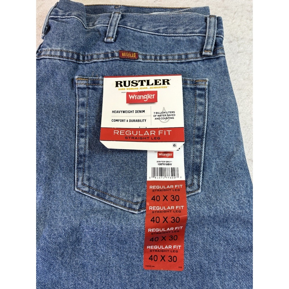 Rustler by Wrangler Men's Regular Fit Straight-Leg Jeans 40x30 Cowboy NWT